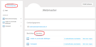 Communityprofiel-kanalen