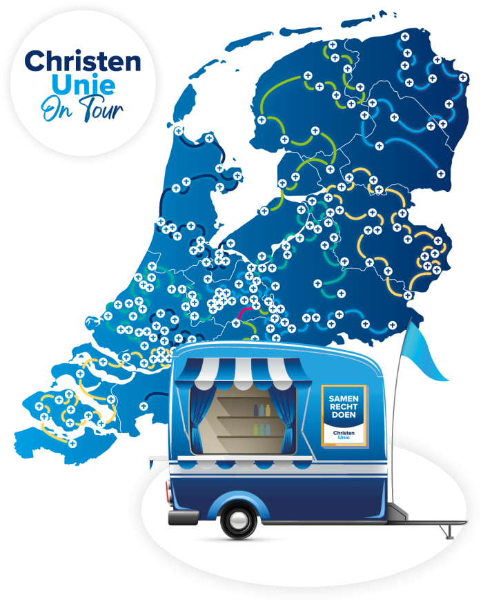 Infographic CU - Landkaart ChristenUnie On Tour