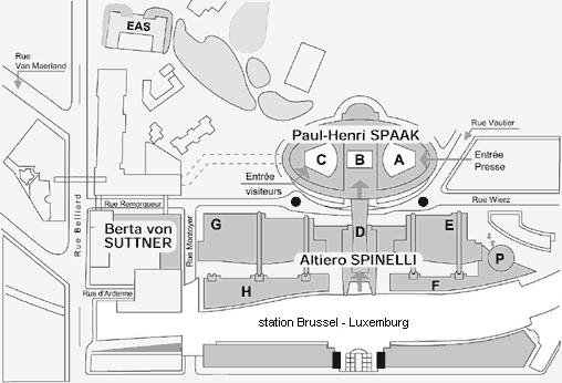 Routekaart Europees Parlement Brussel